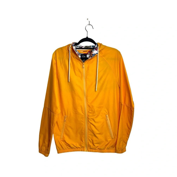 Original Use Yellow Orange Floral Mesh Hood Windbreaker Jacket Xsmall Men’s - Picture 1 of 12